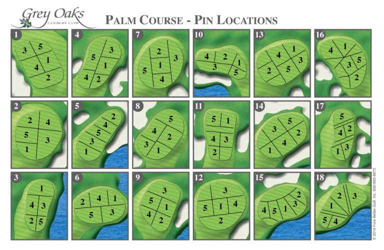 Cart Mounted Pin Sheet: Grey Oaks (Palm Course)