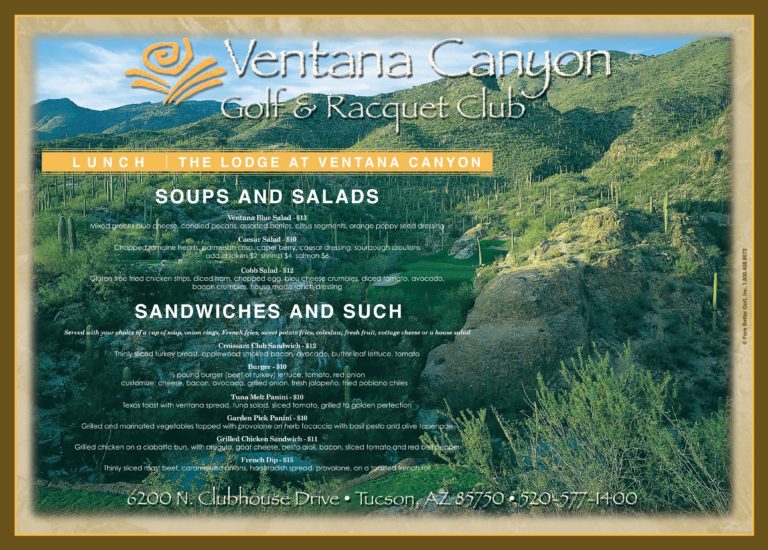 Ventana Canyon GC Restaurant Placemat